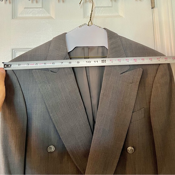 Valentino 2-pc Men’s Suit double breasted plaid gray - Picture 5 of 16